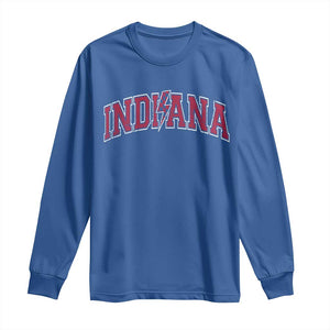 Indiana Long Sleeve Shirt Vintage Retro Varsity City Lightning Bolt Checkered TS10 Royal Blue Print Your Wear