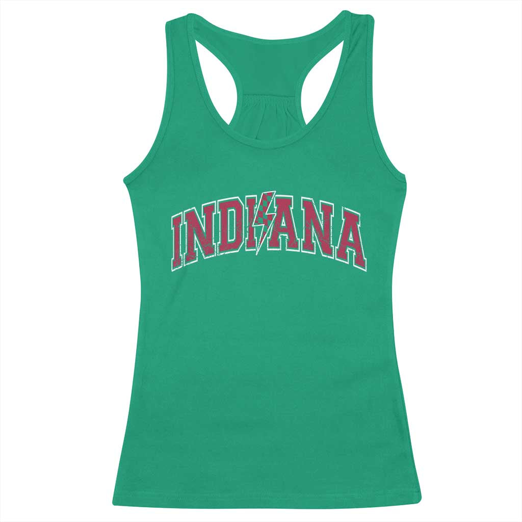 Indiana Racerback Tank Top Vintage Retro Varsity City Lightning Bolt Checkered TS10 Irish Green Print Your Wear