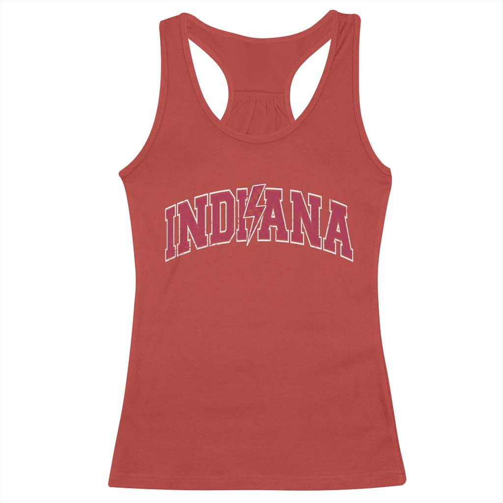 Indiana Racerback Tank Top Vintage Retro Varsity City Lightning Bolt Checkered TS10 Red Print Your Wear