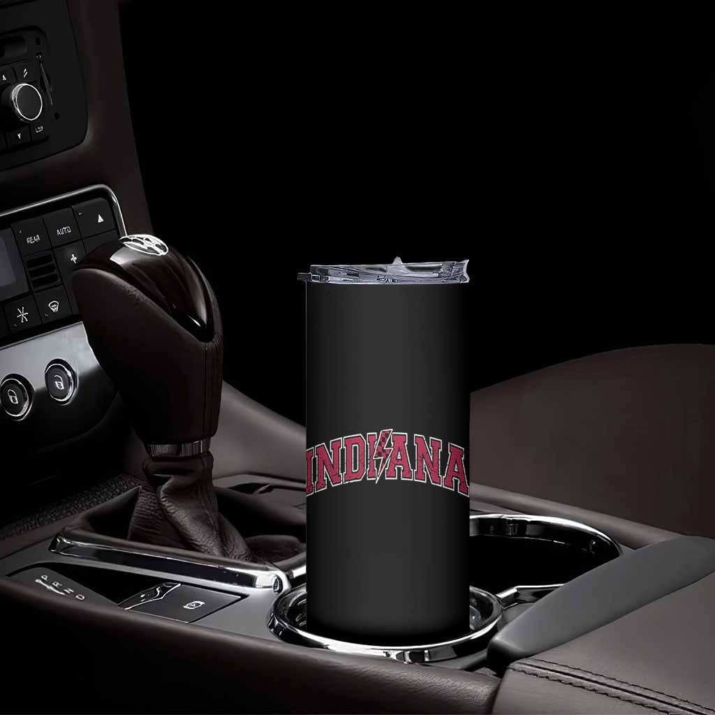 Indiana Skinny Tumbler Vintage Retro Varsity City Lightning Bolt Checkered TS10 Print Your Wear