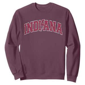 Indiana Sweatshirt Vintage Retro Varsity City Lightning Bolt Checkered - Print Your Wear