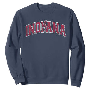 Indiana Sweatshirt Vintage Retro Varsity City Lightning Bolt Checkered - Print Your Wear