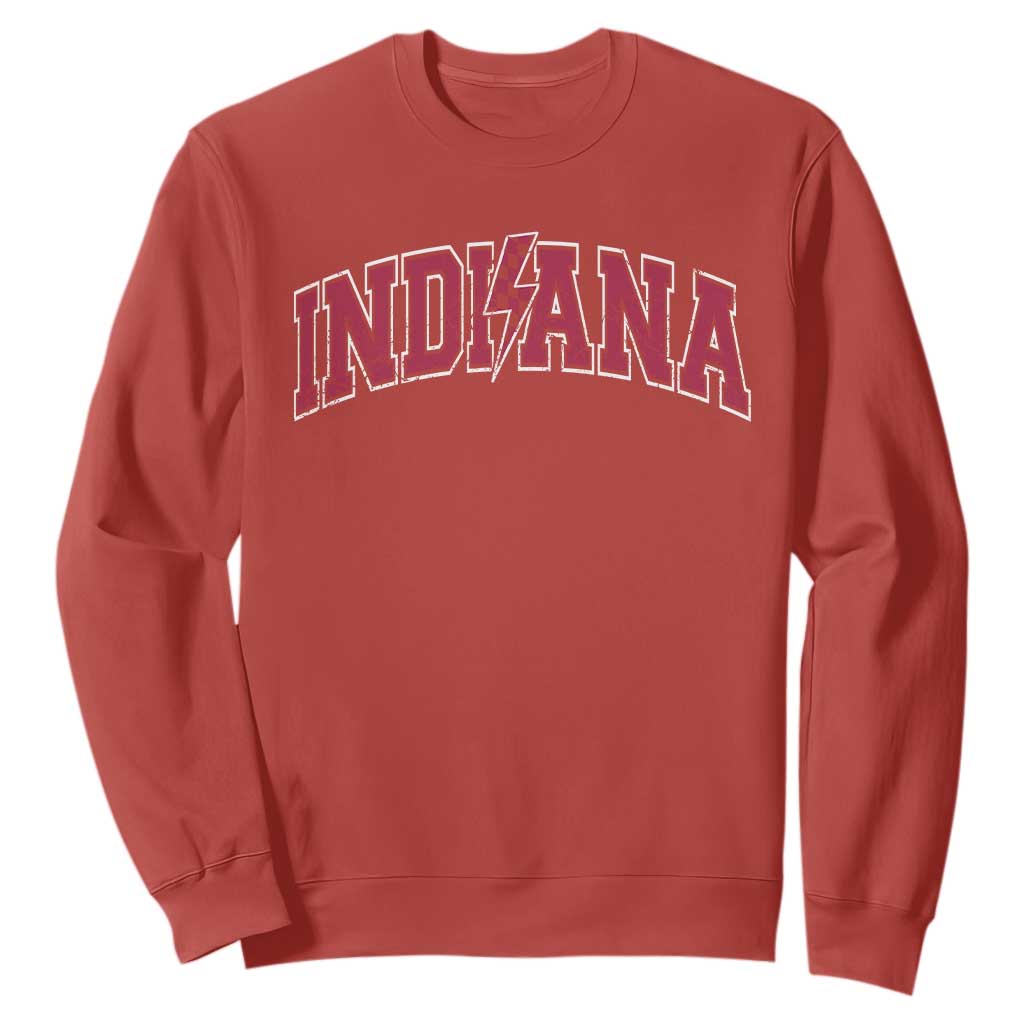 Indiana Sweatshirt Vintage Retro Varsity City Lightning Bolt Checkered - Print Your Wear