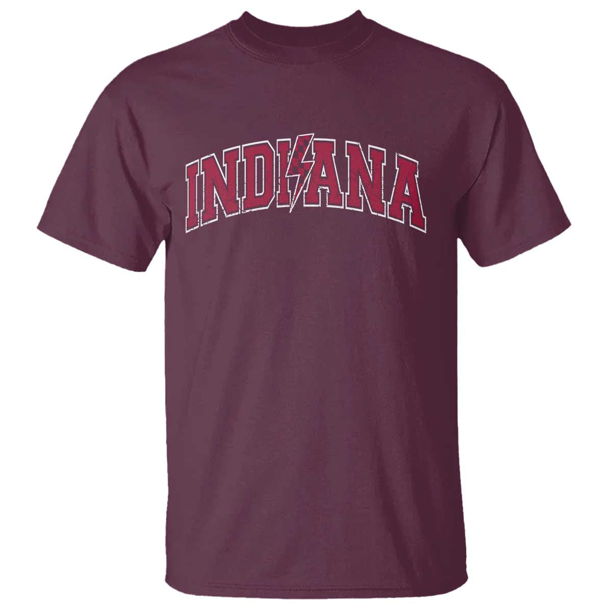 Indiana T Shirt Vintage Retro Varsity City Lightning Bolt Checkered TS10 Maroon Print Your Wear