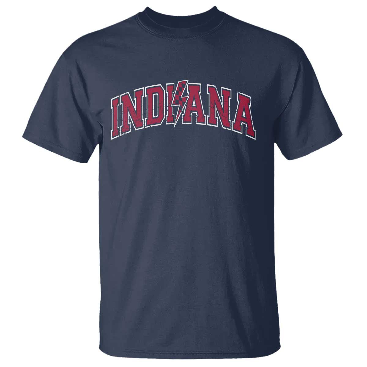 Indiana T Shirt Vintage Retro Varsity City Lightning Bolt Checkered TS10 Navy Print Your Wear