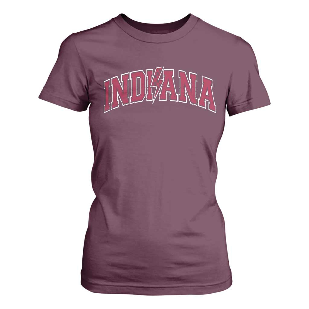 Indiana T Shirt For Women Vintage Retro Varsity City Lightning Bolt Checkered TS10 Maroon Print Your Wear