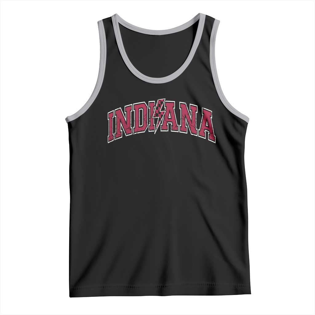Indiana Tank Top Vintage Retro Varsity City Lightning Bolt Checkered TS10 Black Athletic Heather Print Your Wear