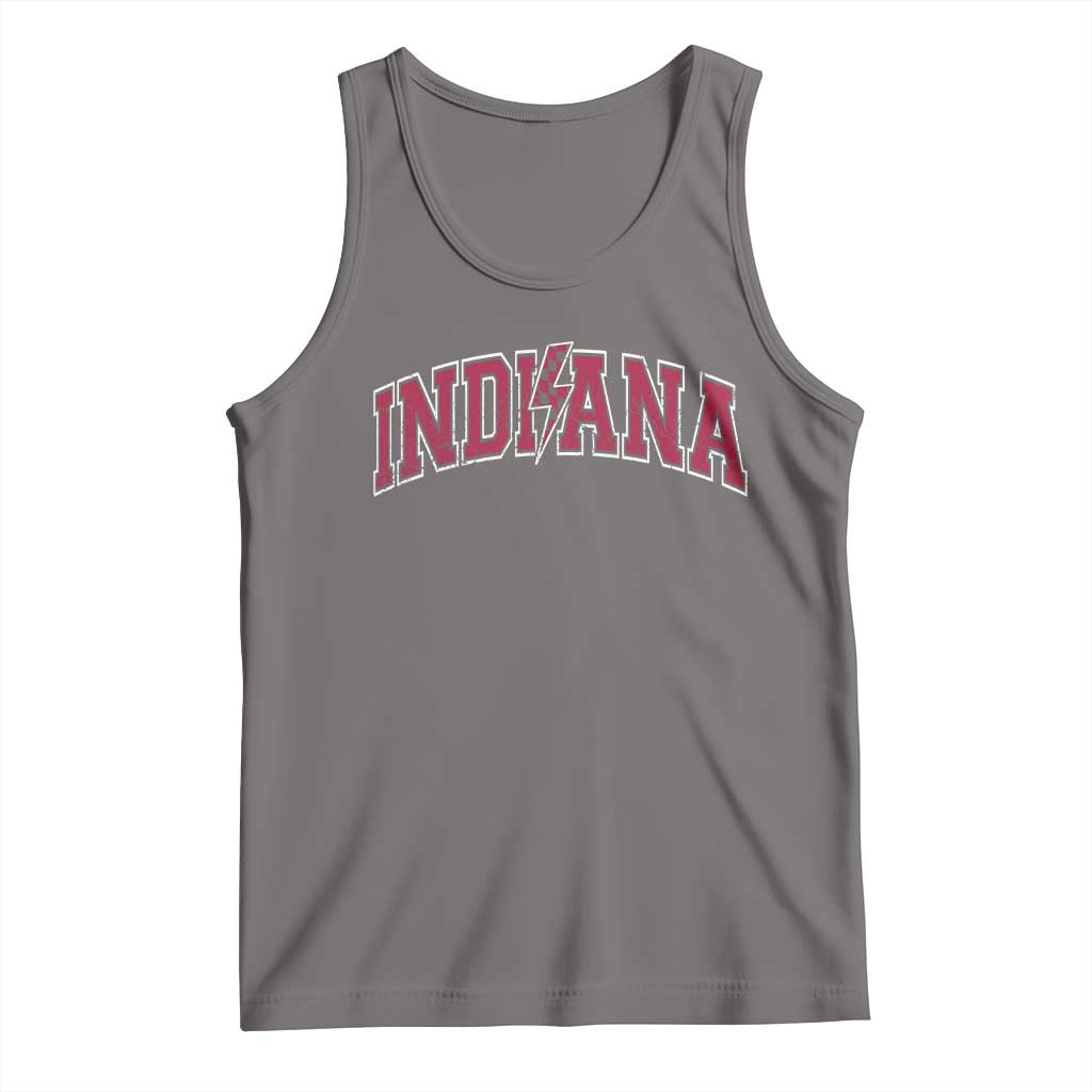 Indiana Tank Top Vintage Retro Varsity City Lightning Bolt Checkered TS10 Deep Heather Print Your Wear