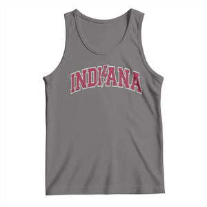 Indiana Tank Top Vintage Retro Varsity City Lightning Bolt Checkered TS10 Deep Heather Print Your Wear