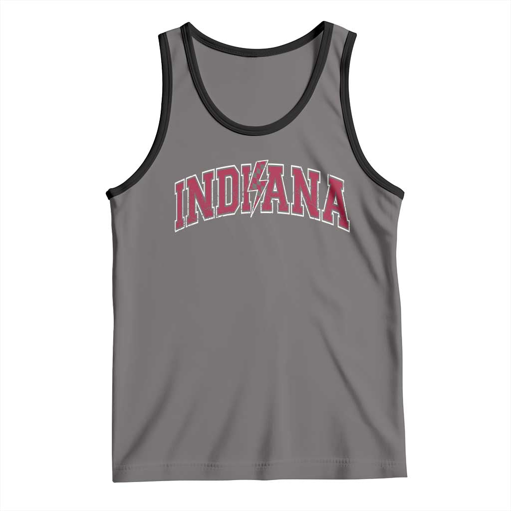 Indiana Tank Top Vintage Retro Varsity City Lightning Bolt Checkered TS10 Deep Heather Black Print Your Wear
