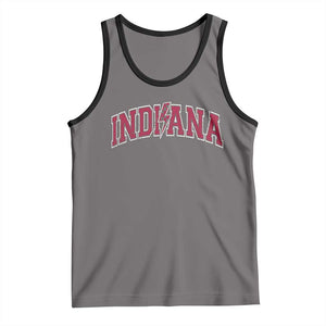 Indiana Tank Top Vintage Retro Varsity City Lightning Bolt Checkered TS10 Deep Heather Black Print Your Wear