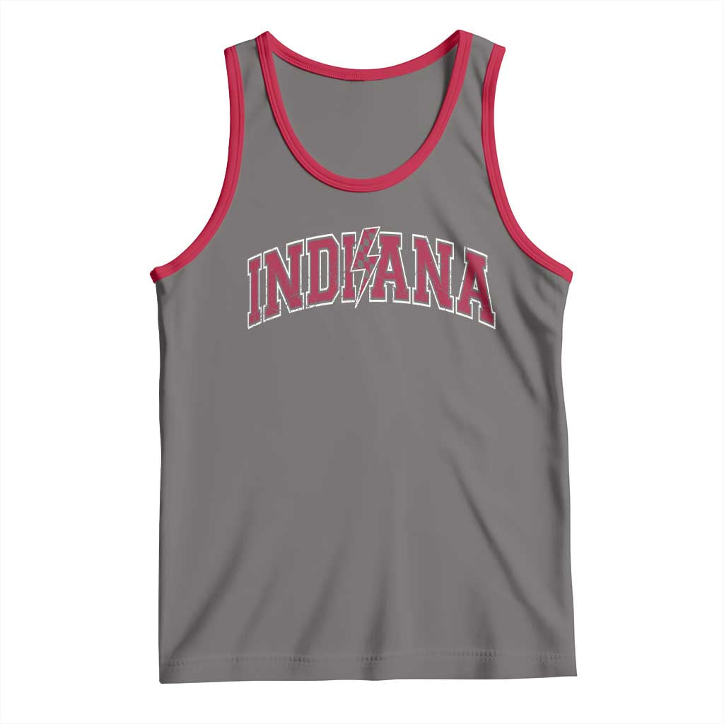 Indiana Tank Top Vintage Retro Varsity City Lightning Bolt Checkered TS10 Deep Heather Red Print Your Wear