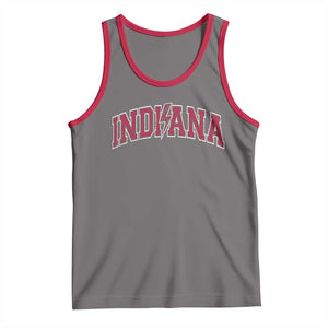 Indiana Tank Top Vintage Retro Varsity City Lightning Bolt Checkered TS10 Deep Heather Red Print Your Wear