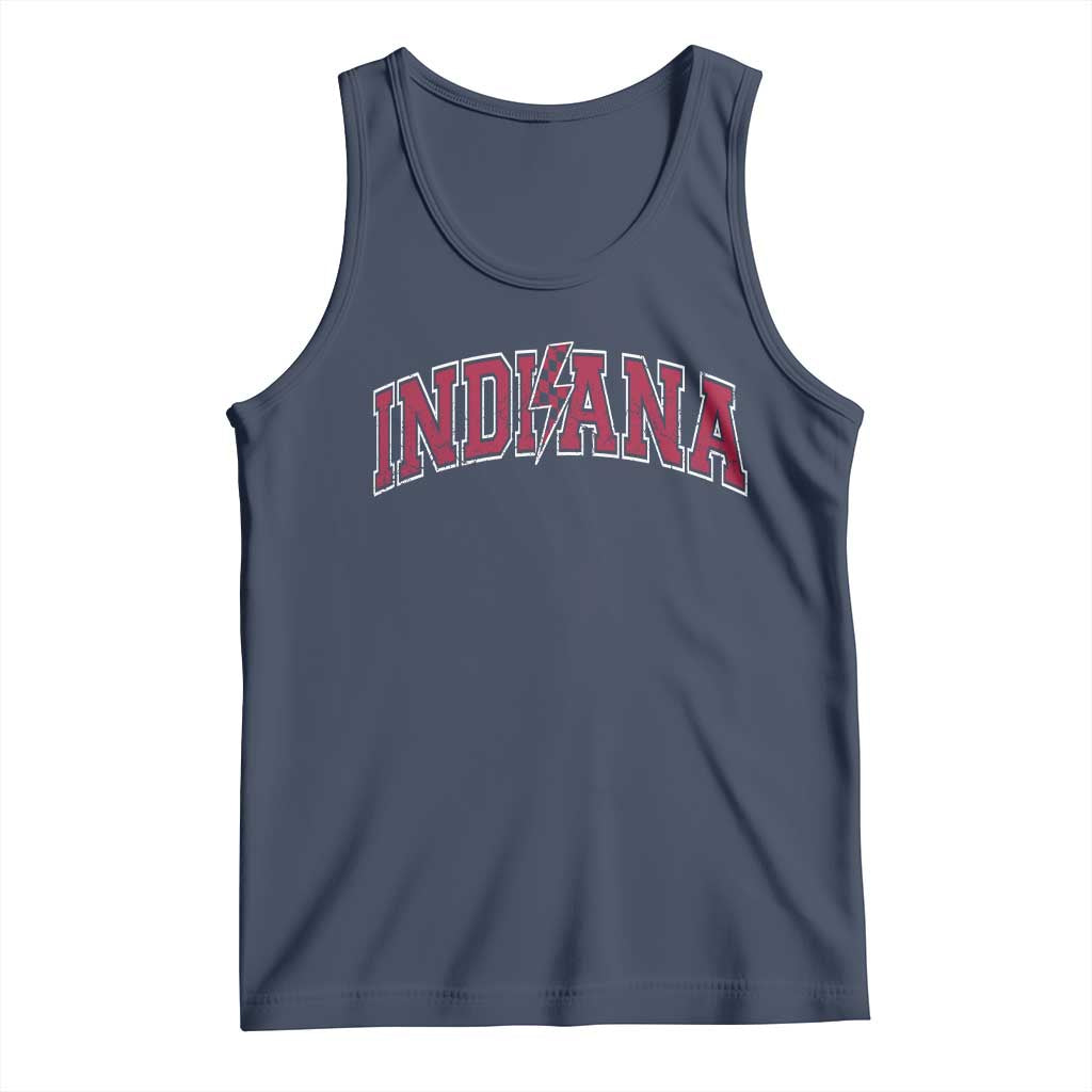 Indiana Tank Top Vintage Retro Varsity City Lightning Bolt Checkered TS10 Navy Print Your Wear