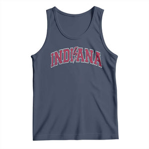 Indiana Tank Top Vintage Retro Varsity City Lightning Bolt Checkered TS10 Navy Print Your Wear