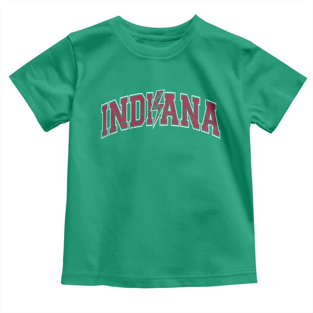 Indiana Toddler T Shirt Vintage Retro Varsity City Lightning Bolt Checkered TS10 Irish Green Print Your Wear
