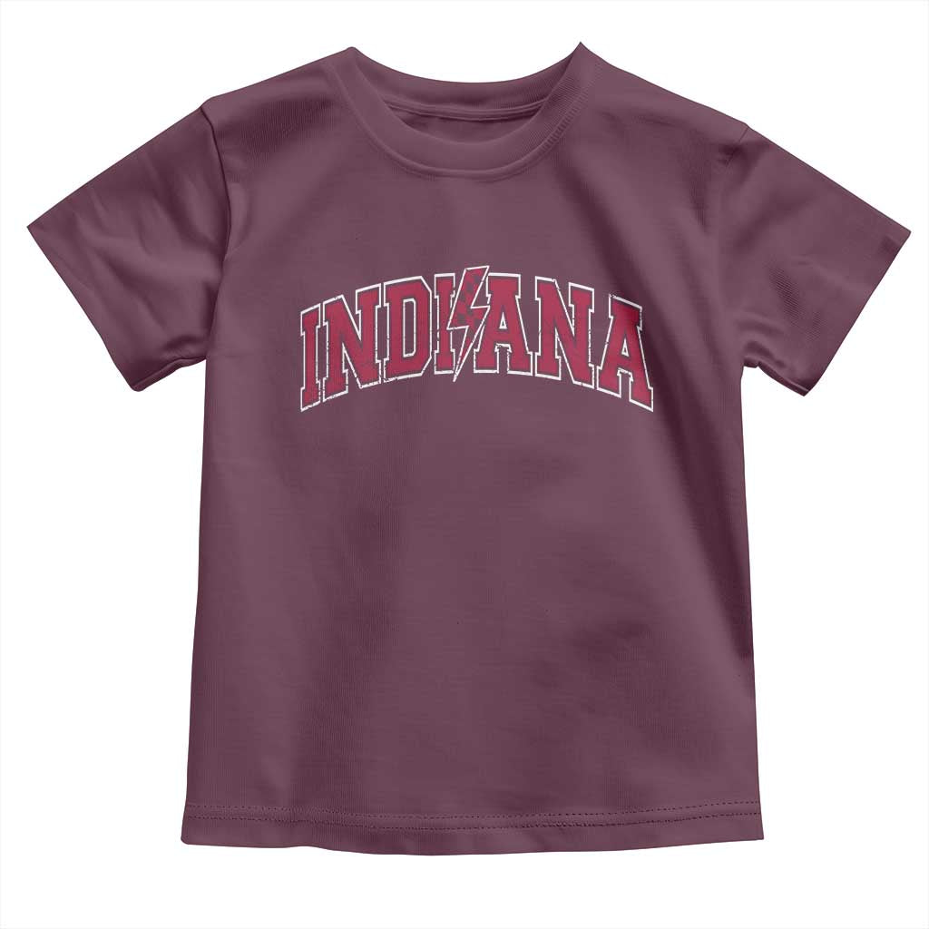 Indiana Toddler T Shirt Vintage Retro Varsity City Lightning Bolt Checkered TS10 Maroon Print Your Wear