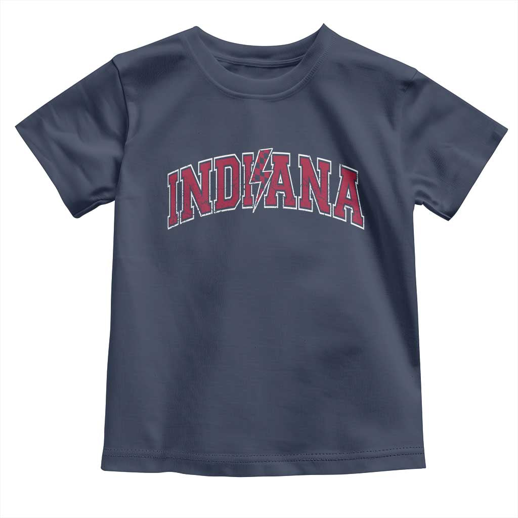 Indiana Toddler T Shirt Vintage Retro Varsity City Lightning Bolt Checkered TS10 Navy Print Your Wear