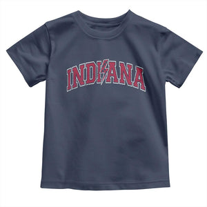 Indiana Toddler T Shirt Vintage Retro Varsity City Lightning Bolt Checkered TS10 Navy Print Your Wear