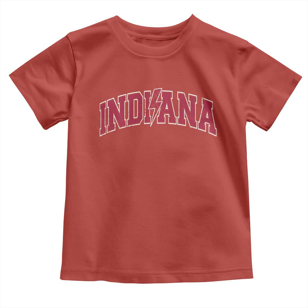 Indiana Toddler T Shirt Vintage Retro Varsity City Lightning Bolt Checkered TS10 Red Print Your Wear