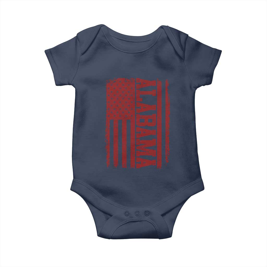 Vintage Alabama Fan Baby Onesie Classic Retro City USA Flag Game Day TS10 Navy Print Your Wear