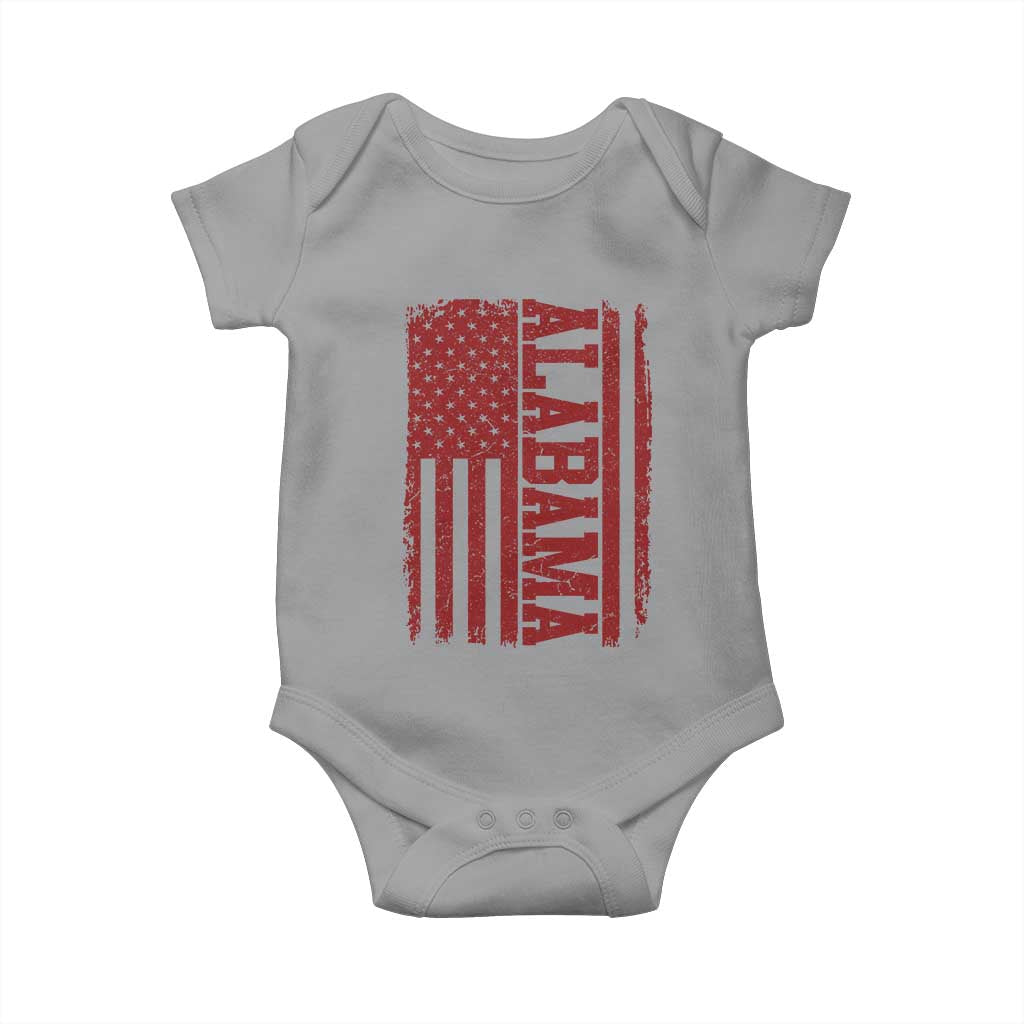 Vintage Alabama Fan Baby Onesie Classic Retro City USA Flag Game Day TS10 Sport Gray Print Your Wear