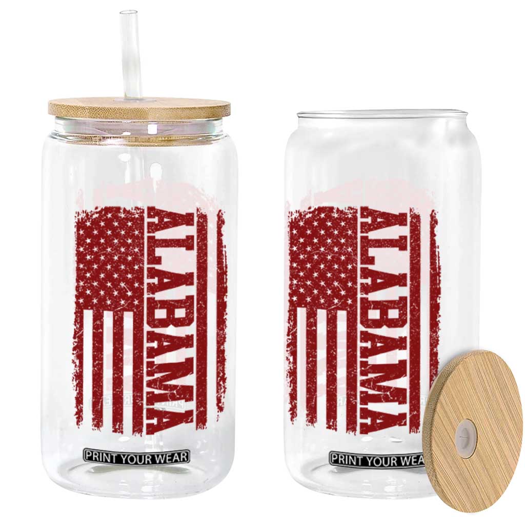 Vintage Alabama Fan Glass Can Classic Retro City USA Flag Game Day TS10 Print Your Wear
