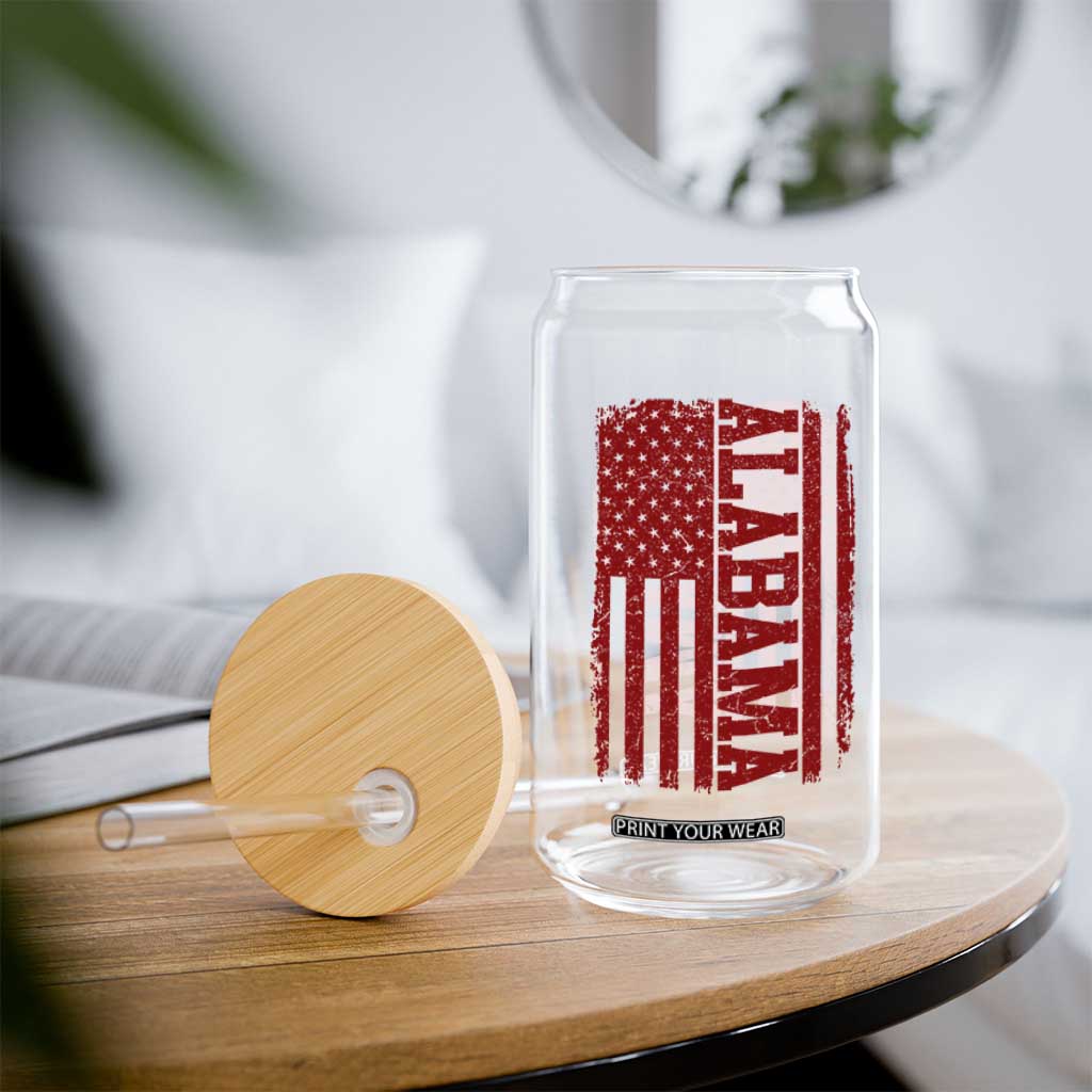 Vintage Alabama Fan Glass Can Classic Retro City USA Flag Game Day TS10 Print Your Wear