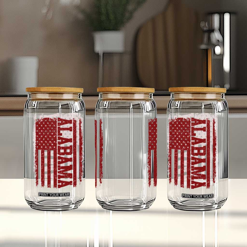 Vintage Alabama Fan Glass Can Classic Retro City USA Flag Game Day TS10 Print Your Wear