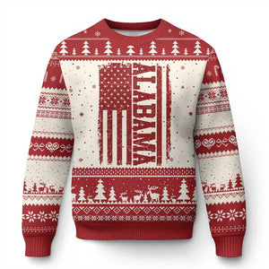 Vintage Alabama Fan Ugly Christmas Sweater Classic Retro City USA Flag Game Day TS10 Beige Red Print Your Wear