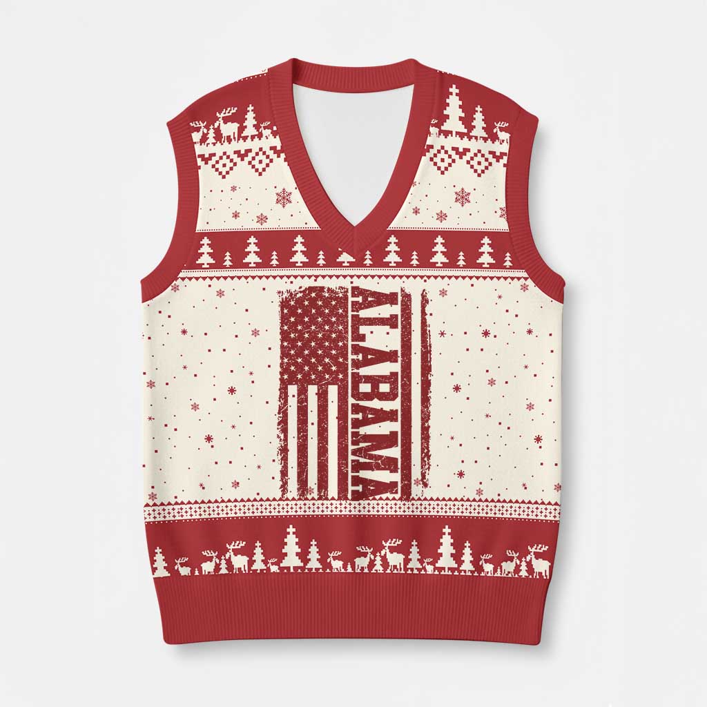 Vintage Alabama Fan V-Neck Knit Sweater Vest Classic Retro City USA Flag Game Day TS10 Beige Red Print Your Wear