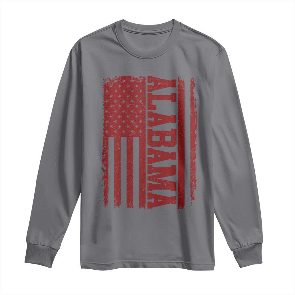 Vintage Alabama Fan Long Sleeve Shirt Classic Retro City USA Flag Game Day TS10 Charcoal Print Your Wear