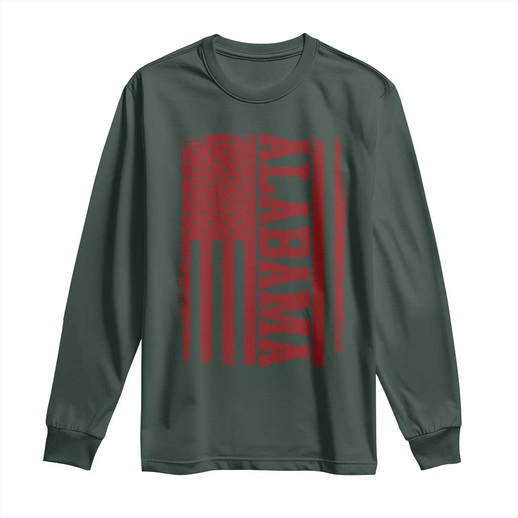 Vintage Alabama Fan Long Sleeve Shirt Classic Retro City USA Flag Game Day TS10 Dark Forest Green Print Your Wear