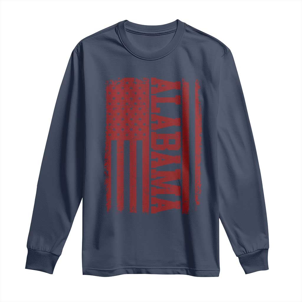 Vintage Alabama Fan Long Sleeve Shirt Classic Retro City USA Flag Game Day TS10 Navy Print Your Wear