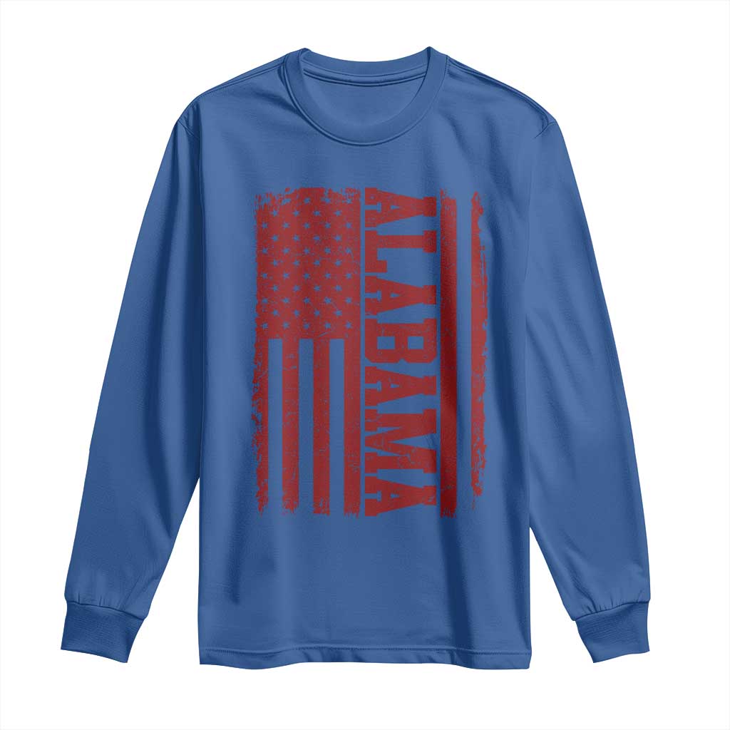 Vintage Alabama Fan Long Sleeve Shirt Classic Retro City USA Flag Game Day TS10 Royal Blue Print Your Wear