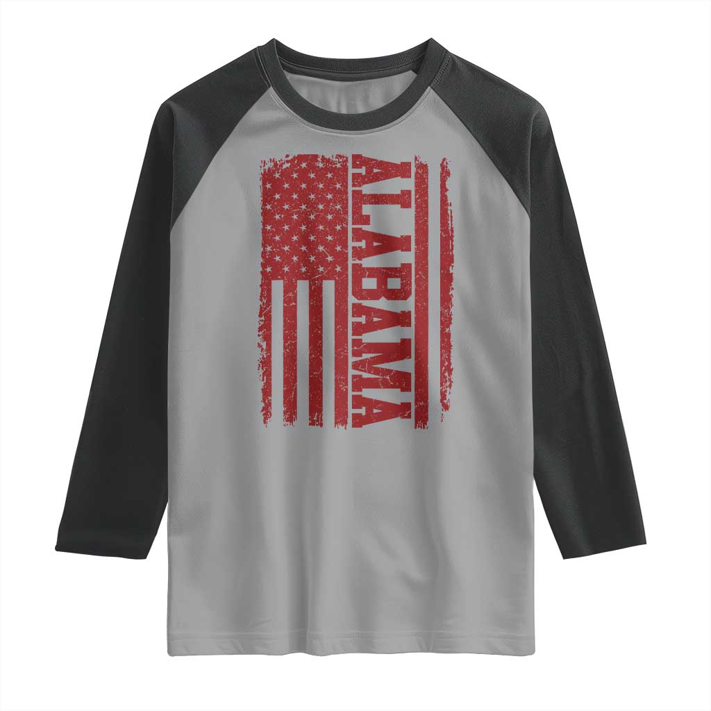 Vintage Alabama Fan Raglan Shirt Classic Retro City USA Flag Game Day TS10 Sport Gray Black Print Your Wear