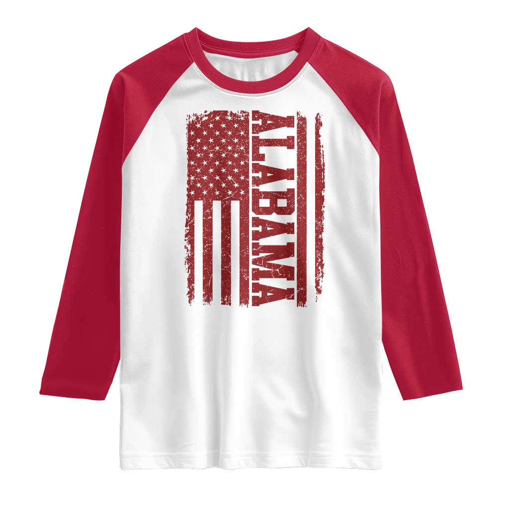 Vintage Alabama Fan Raglan Shirt Classic Retro City USA Flag Game Day TS10 White Red Print Your Wear