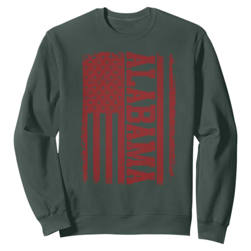 Vintage Alabama Fan Sweatshirt Classic Retro City USA Flag Game Day TS10 Dark Forest Green Print Your Wear