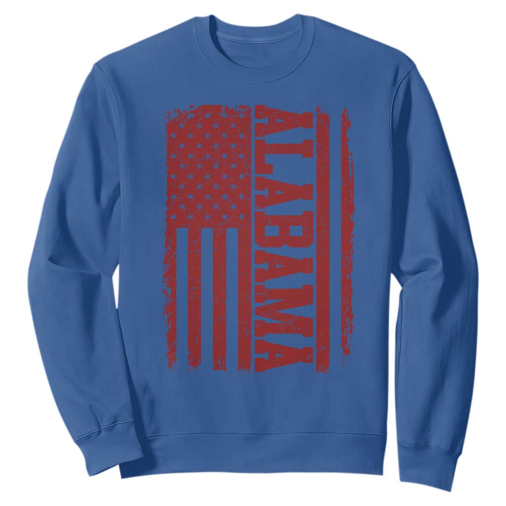 Vintage Alabama Fan Sweatshirt Classic Retro City USA Flag Game Day TS10 Royal Blue Print Your Wear