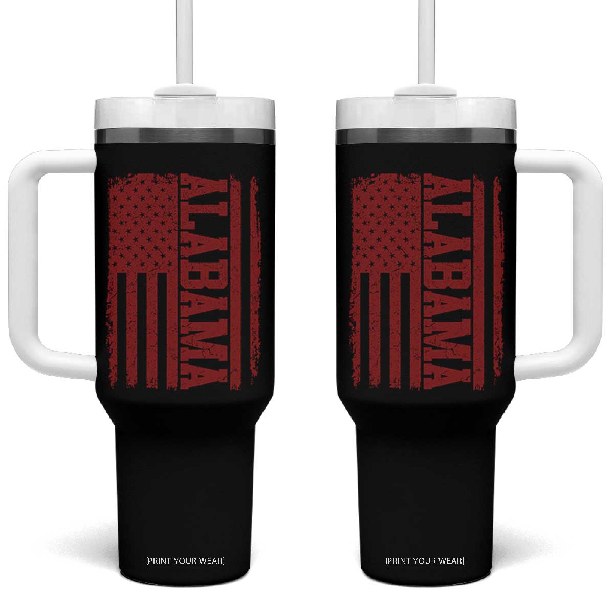 Vintage Alabama Fan Tumbler With Handle Classic Retro City USA Flag Game Day TS10 One Size: 40 oz Black Print Your Wear