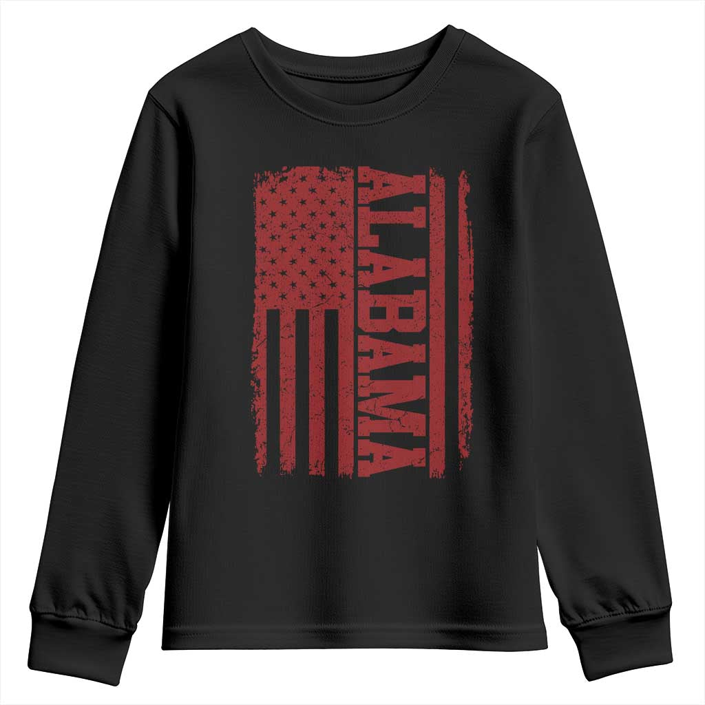 Vintage Alabama Fan Youth Sweatshirt Classic Retro City USA Flag Game Day TS10 Black Print Your Wear