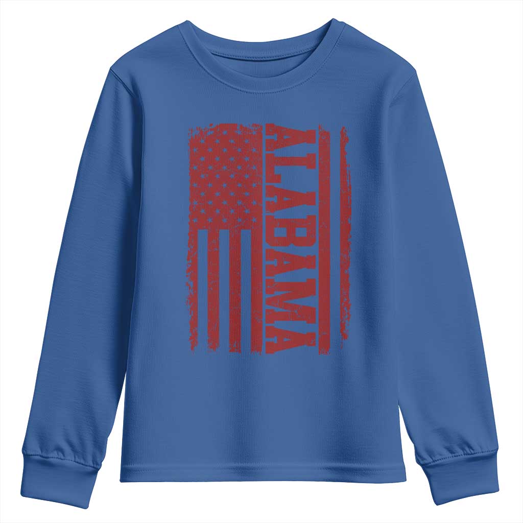 Vintage Alabama Fan Youth Sweatshirt Classic Retro City USA Flag Game Day TS10 Royal Blue Print Your Wear