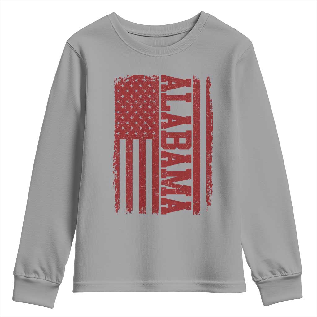Vintage Alabama Fan Youth Sweatshirt Classic Retro City USA Flag Game Day TS10 Sport Gray Print Your Wear
