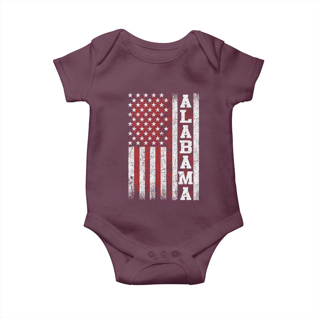 Alabama Fan Baby Onesie Classic Retro City USA Flag Patriotic American TS10 Maroon Print Your Wear