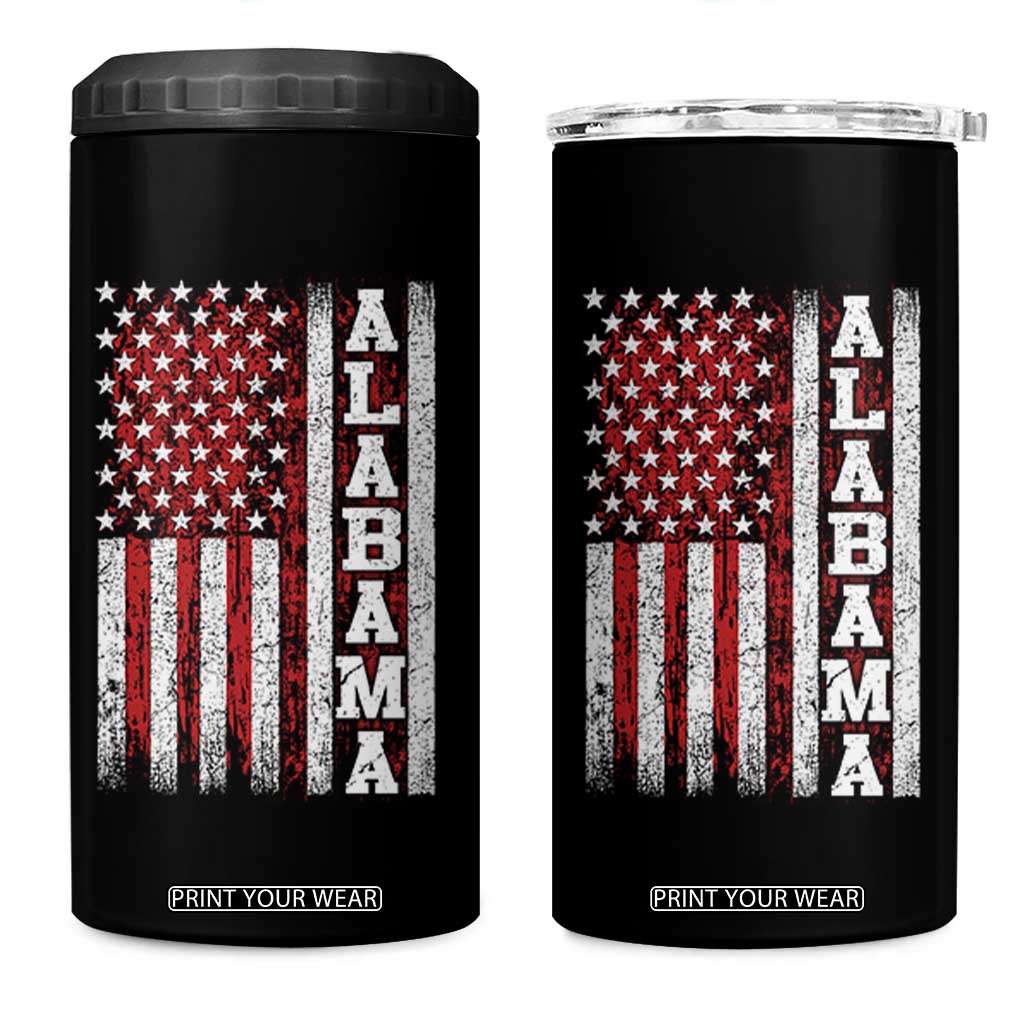 Alabama Fan 4 in 1 Can Cooler Tumbler Classic Retro City USA Flag Patriotic American TS10 One Size: 16 oz Black Print Your Wear