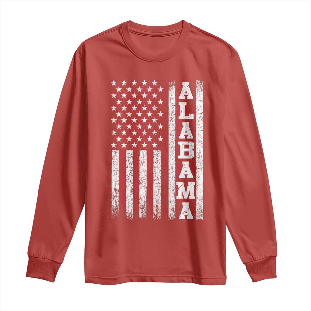 Alabama Fan Long Sleeve Shirt Classic Retro City USA Flag Patriotic American TS10 Red Print Your Wear
