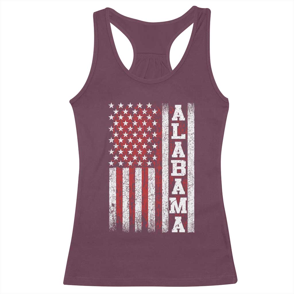 Alabama Fan Racerback Tank Top Classic Retro City USA Flag Patriotic American TS10 Maroon Print Your Wear