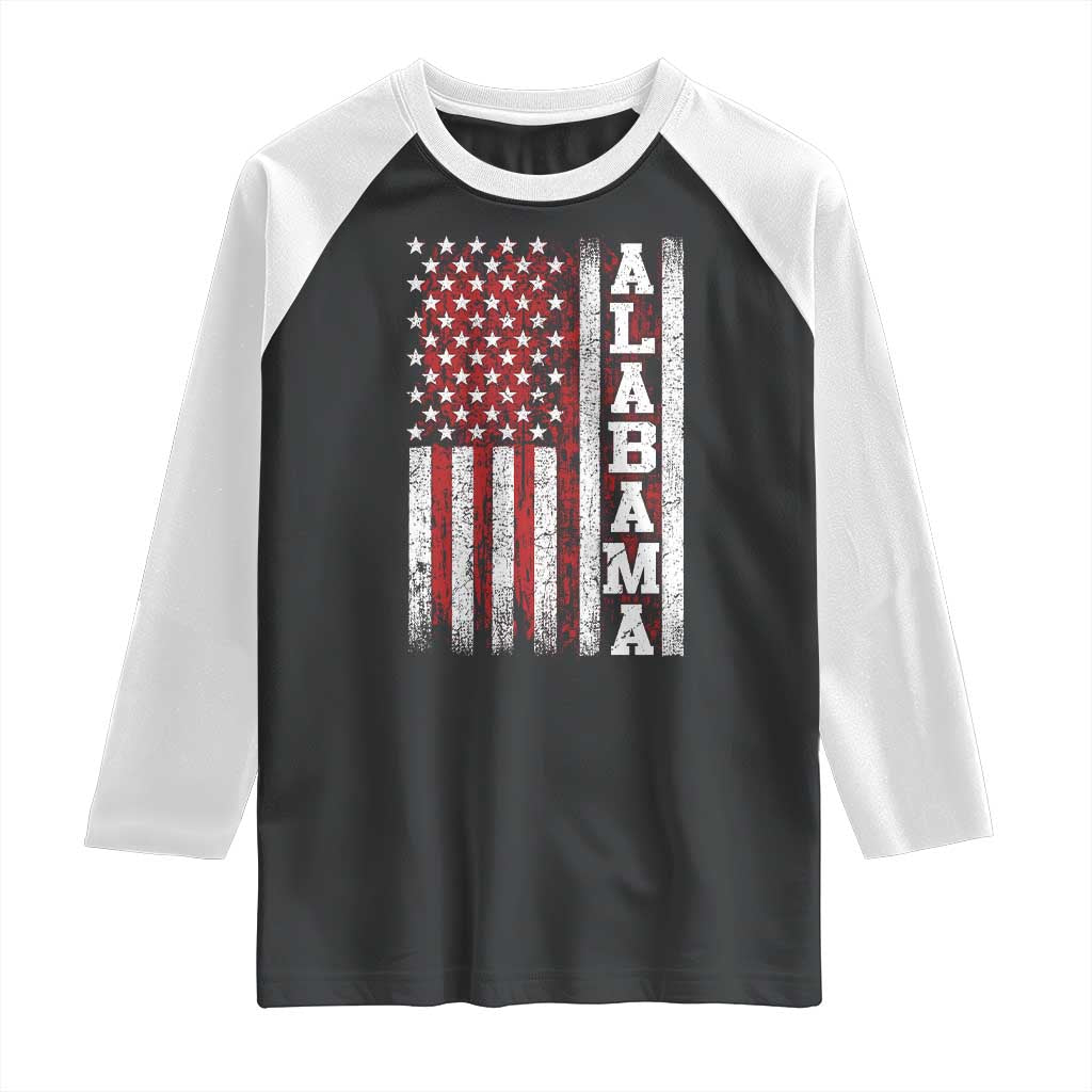 Alabama Fan Raglan Shirt Classic Retro City USA Flag Patriotic American TS10 Black White Print Your Wear