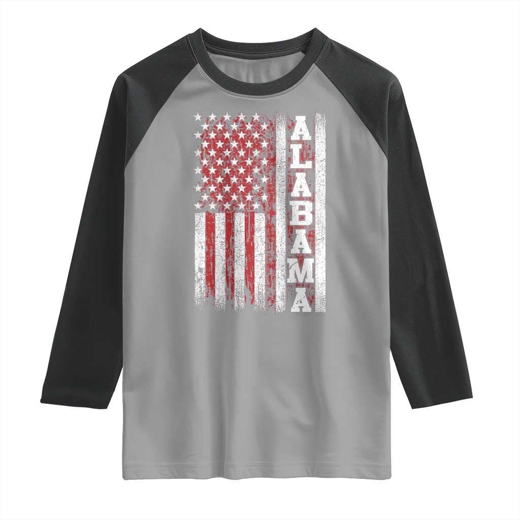 Alabama Fan Raglan Shirt Classic Retro City USA Flag Patriotic American TS10 Sport Gray Black Print Your Wear