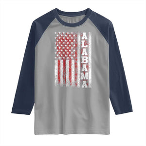 Alabama Fan Raglan Shirt Classic Retro City USA Flag Patriotic American TS10 Sport Gray Navy Print Your Wear